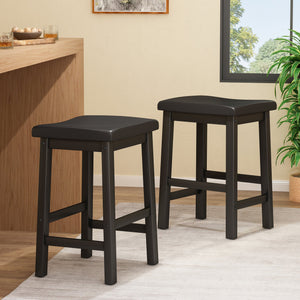 English Elm Christopher Knight Home® - POMEROY 24IN Saddle Stool Black Wood Counter Seating — Classic Rustic Design, Durable & Compact 56481.00BLK