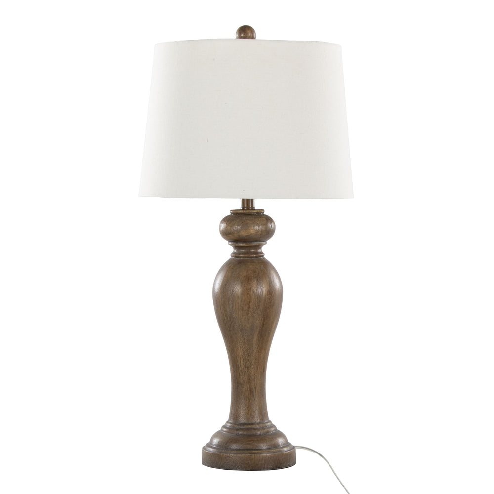 English Elm Peppa Farmhouse 31" Table Lamps Set of 2 in Opal Grey Polyresin with Off-White Linen Shades, 3-Way Switch B202P224057