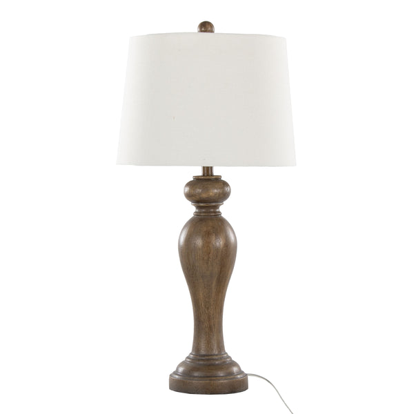 English Elm Peppa Farmhouse 31" Table Lamps Set of 2 in Opal Grey Polyresin with Off-White Linen Shades, 3-Way Switch B202P224057