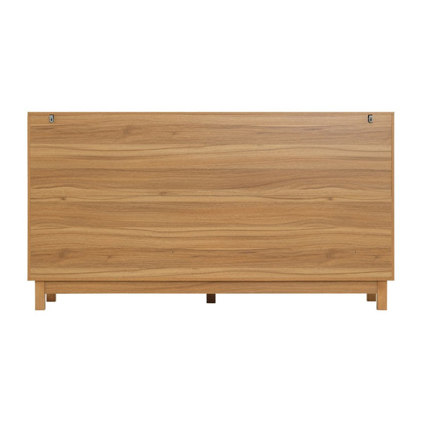 English Elm Modern Fluted 6 Drawer Dresser with Solid Wood Legs Japandi Chest for Bedroom Brown N739S0000015N