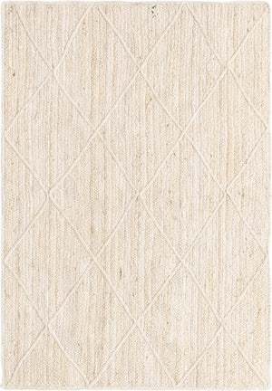 Unique Loom Braided Jute Trellis Hand Braided Solid Rug Ivory,  4' 1" x 6' 1"