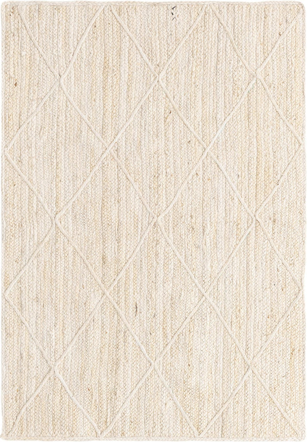 Unique Loom Braided Jute Trellis Hand Braided Solid Rug Ivory,  4' 1" x 6' 1"