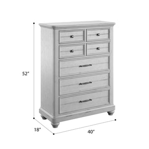 English Elm Wallace & Bay - Gray 7-Drawer Chest — Coastal Oyster Shell Wood Dresser, Easy-Care, 40"W x 18"D x 52"H Stylish Storage B361P384425