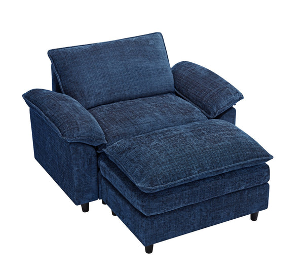 English Elm Accent Chair With Ottoman - Luxurious Chenille Lounge Chair For Living Room, Bedroom, Or Office W2100S00107