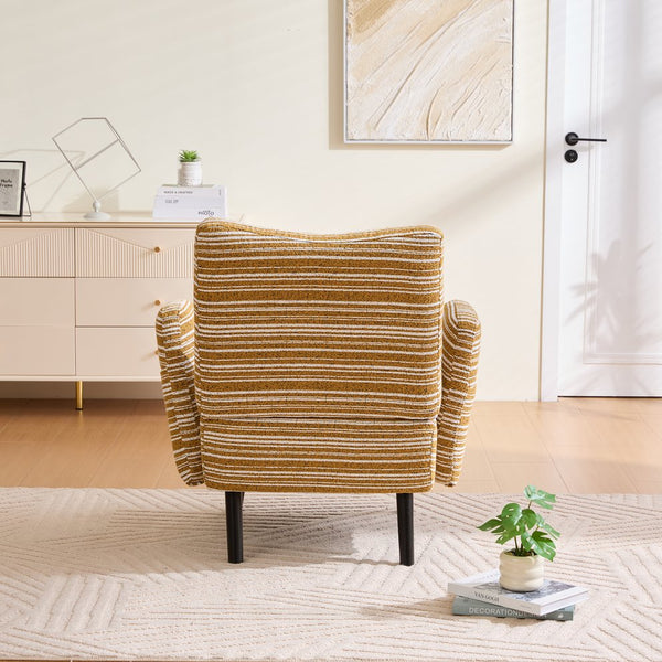 English Elm Modern Bouclé Armchair with High-Density Foam, Side Pocket & Solid Wood Legs for Cozy Reading Spots Mustard yellow W395P376568