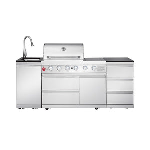 English Elm Outdoor Kitchen Island Grill Station 304 Steel 71500 Btu Propane with Sink W5007S00005