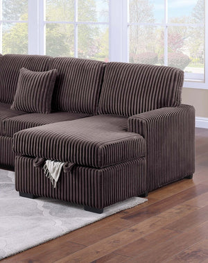 English Elm Chocolate Corduroy Modular Sectional with Storage Sleeper Usb Port and Reversible Chaise Chocolate B011S02156