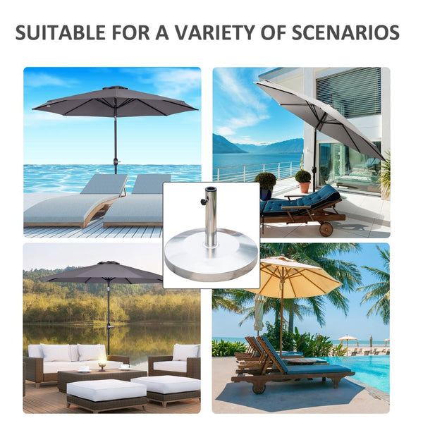 English Elm Outsunny 55lb Cement Filled Stainless Steel Umbrella Base with Polished Round Design W2225P174195