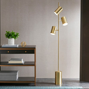 JLA Home INK+IVY - 3-Light Brushed Gold Tree Floor Lamp with Tilting Shades, LED Bulbs Included, Sculptural Task Light UH154-0051