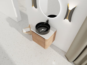English Elm 24'' Wall-Mounted Bathroom Vanity With Ceramic Sink, Soft-Close Door & Space-Saving Design For Style W999S00396