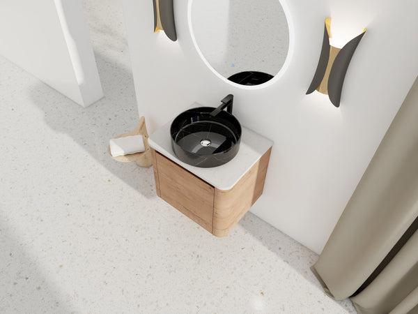 English Elm 24'' Wall-Mounted Bathroom Vanity With Ceramic Sink, Soft-Close Door & Space-Saving Design For Style W999S00396