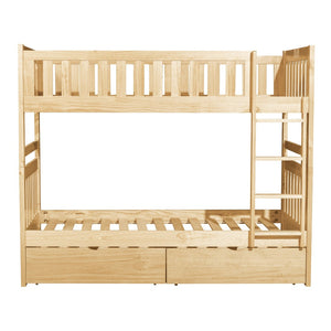 English Elm Bunk Bed Twin Over Pine Wood Frame with Guard Rails for Kids Shared Bedroom B011S02410