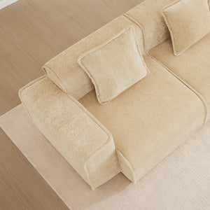 English Elm Harrison Velvet Ottoman in Light Camel – Modular, Cloud-Like Comfort with Premium Velvet & Piping Finish W3041P386607