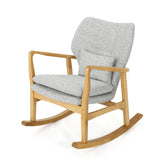 Christopher Knight Home® Noble House Solid Wood Rocking Chair With Light Gray Linen Cushion