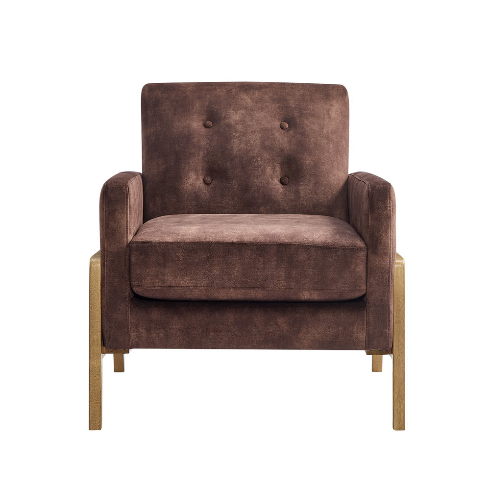 English Elm Matson Tufted Back Accent Chair with Plush Foam, Coil Spring Support, Textured Polyester Upholstery Espresso B050P390602