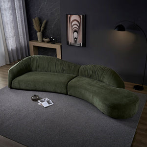 English Elm 145.67'' Mid-Century Green Upholstered Sofa With Right-Facing Chaise For Stylish Living Spaces & Comfort W876S00323