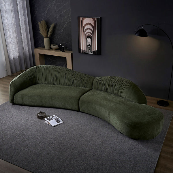 English Elm 145.67'' Mid-Century Green Upholstered Sofa With Right-Facing Chaise For Stylish Living Spaces & Comfort W876S00323