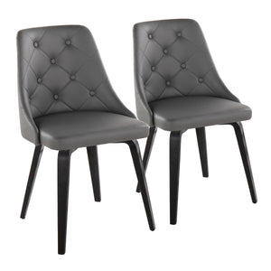 English Elm Marche Contemporary Accent Chairs Set Of 2 - Stylish Grey Faux Leather With Black Wood Legs For Dining B202S01251