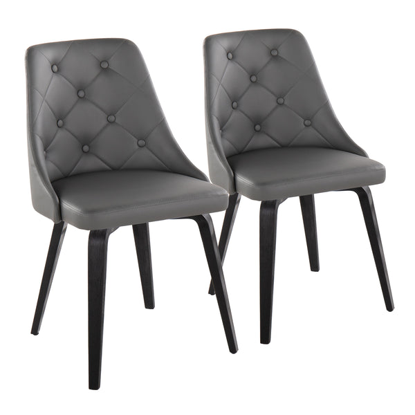 English Elm Marche Contemporary Accent Chairs Set Of 2 - Stylish Grey Faux Leather With Black Wood Legs For Dining B202S01251