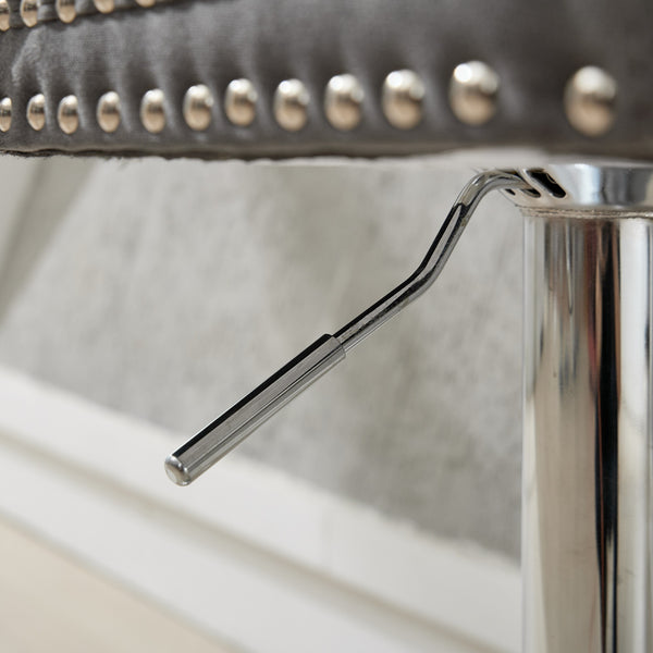 English Elm Thick Velvet Swivel Barstools with 17.7" Chrome Base, Tufted Diamond Pleating, Comfort Foam Seats Gray W1143P335043