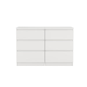 English Elm 19.7-inch Matte Finish 3 Drawer Nightstand Set of 2 Handle Free Modern Bedroom Storage White W3151S00079
