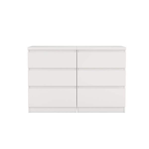 English Elm 19.7-inch Matte Finish 3 Drawer Nightstand Set of 2 Handle Free Modern Bedroom Storage White W3151S00079
