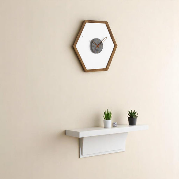 English Elm Tuva Hexagonal Wall Clock with Solid Wooden Frame — Minimalist Modern Design, Easy-to-Read Face Yellow B029P331487