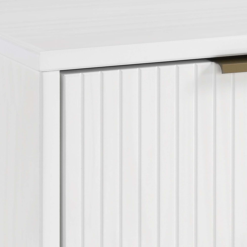 English Elm Granville 38" White Dresser - Modern 3-Drawer Storage With Glam Gold Hardware & Ribbed Front Design B365S00074