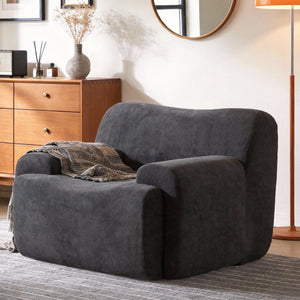 English Elm Wide Chenille Accent Chair Oversized Cozy Seat for Bedroom Living or Studio Spaces Black W5385P433243