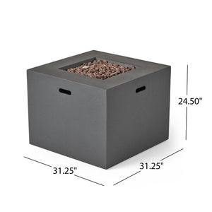 English Elm Christopher Knight Home® - Outdoor Patio Square Gas Fire Pit 24.5"H x 31.25"W Dark Grey Magnesium Oxide 40,000 BTU, Ready-to-Use 63490.00-40K