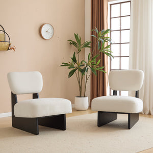 English Elm Christopher Knight Home® - [Set of 2] Modern Lounge Chair with Polyester Upholstery and Solid Wood Base — Minimalist Comfort for Home Black,White N767P241702B