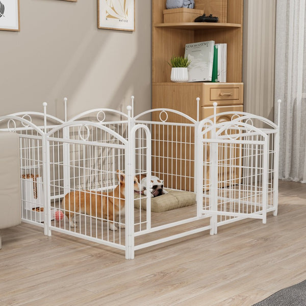 English Elm Dog Playpen 8 Panel Heavy Duty Iron Pet Enclosure Foldable Indoor Outdoor Exercise Pen W368P233997