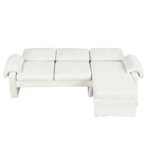 English Elm 94.1" Convertible Futon Sofa Bed L-Shaped Chenille Sleeper with Reversible Chaise, Adjustable Backrest and Pillows Beige N719S001770A