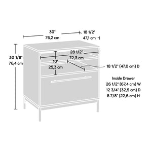 English Elm Lateral File Cabinet – Modern White Finish With Full-Extension Drawers, Perfect For Small Spaces! B356P354428