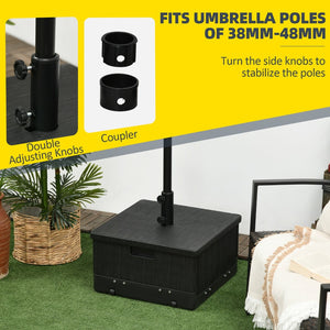 English Elm Outsunny 3-In-1 Outdoor Umbrella Base & Coffee Table Planter With Wheels, 175Lbs Capacity, Black W2225P229301-GIGA