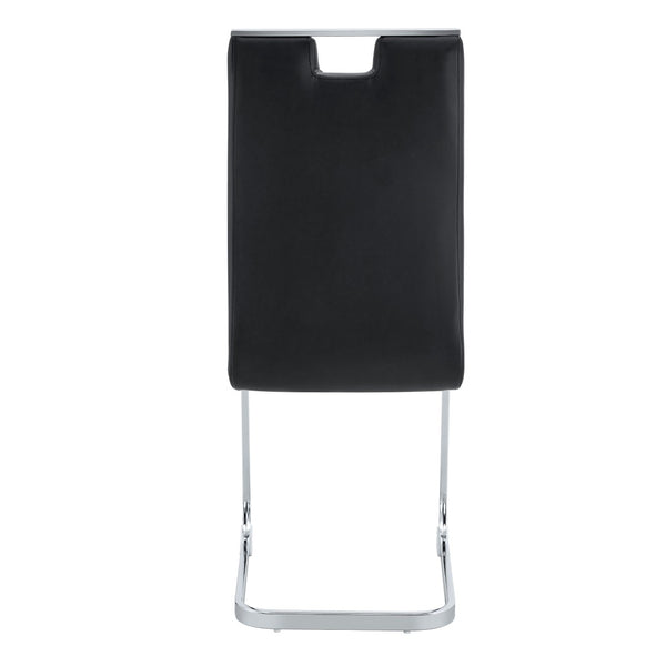 English Elm Set of 2 Gloss Pu Bow-back Dining Chairs with Ergonomic Curved Support for Modern Lofts Black W1512P491846