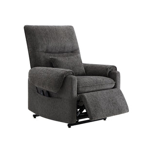 English Elm Jennifer Taylor Home - Glenn Power Lift Assist Recliner - Steel Gray Chenille, Lumbar Pillow, Side Pocket, Quiet Motor B2719P328584
