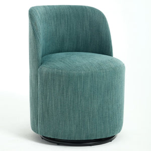 English Elm Set Swivel Barrel Accent Chair Armless Linen Upholstered Compact Seat for Dining Vanity Bedroom Dark Green W3244P454059