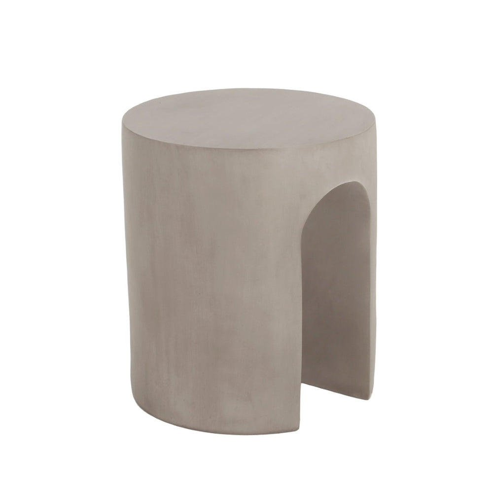 English Elm Outdoor Mgo Concrete Round Side Table with U-shape Base for Patio Lounge Seating N773P369074E