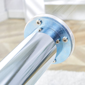 English Elm A glass tabletop 35" Round Dining Table with Electroplated Silver Legs, Minimalist Chic for 4-6 Guests W1151P155921