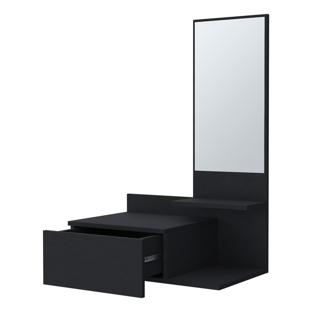 English Elm Elgin modern floating vanity with drawer and mirror, wall-mounted storage solution for small spaces Black 31.5 L x 18.1 W x 5.9 H B128P237188