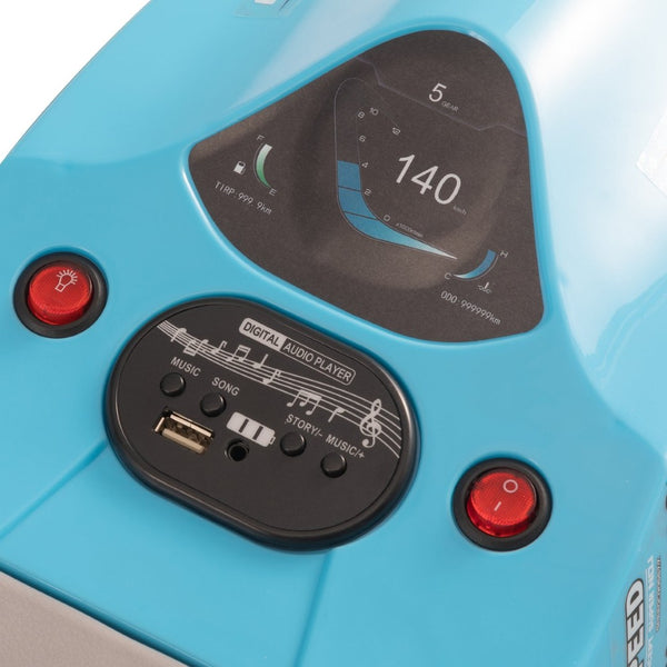 English Elm Electric Manta Ray Kids Ride on Racing Car with Built in Lights Music and Stable Wheels Blue W2181P202380