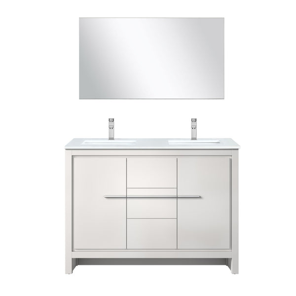 English Elm White Double Bath Vanity Set With Cultured Marble Top, Chrome Faucet & 43" Mirror For Elegant Bathrooms B2731S01717-GIGA