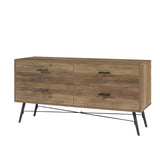 English Elm 4-Drawer Chest, 4 Drawer Dresser Tv Stand For Tv, Dressers Bedroom Furniture Large Storage Tower Unit, Dresser For Bedroom, Closet Living Room, Hallway, 47.2"W X 15.7"D X 23.6"H, Rustic Walnut