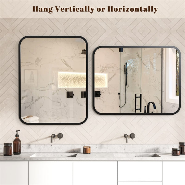 English Elm Bathroom Vanity Mirror 40" X 32" Gold Rectangle With Round Corners - Shatterproof & Stylish Design T3177P296181