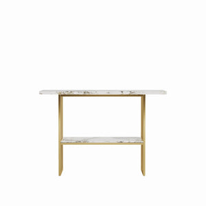 English Elm 47''double Semi-circle Console Table with Led Lighting and Sculptural Hammered Wood Base W2263P395489