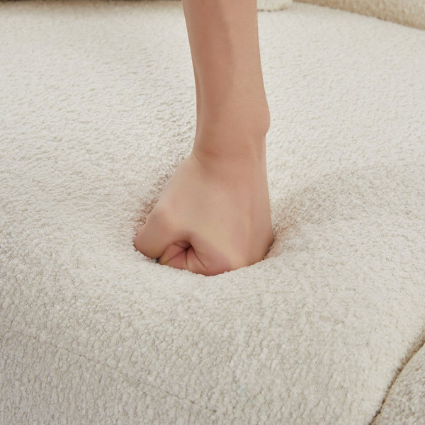 English Elm Oversized Sherpa Loveseat Sofa - Plush 2-Seater With Metal Legs & Pillows For Modern Living Spaces W542S00052-GIGA