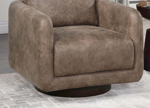 English Elm Gorgeous swivel accent chair in leather-like fabric with 360° movement, plush pillow and sleek base Auburn 33 L x 32 W x 22 H B011P369864