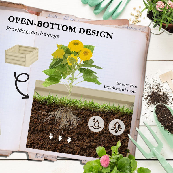 English Elm Outsunny Galvanized Raised Garden Bed With Trellis, Perfect Outdoor Planter Box For Vegetables & Flowers W2225P174391-GIGA