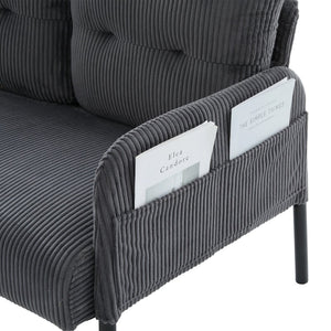 English Elm United We Win Corduroy Loveseat Plush Ergonomic Sofa with Spring Support Metal Legs Carbon Gray W1568P410050
